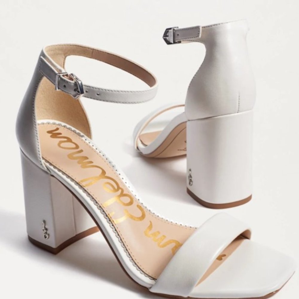 Sam Edelman, Size 7, Daniella Block Heel Sandal, White Leather